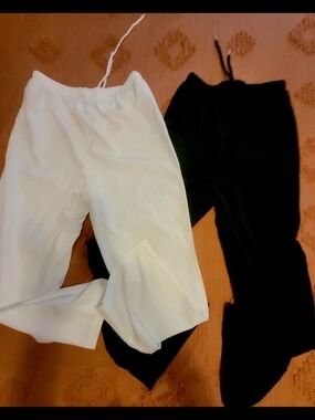 2pr SHEIN Black & White Drawstring Sheer Pants Duo